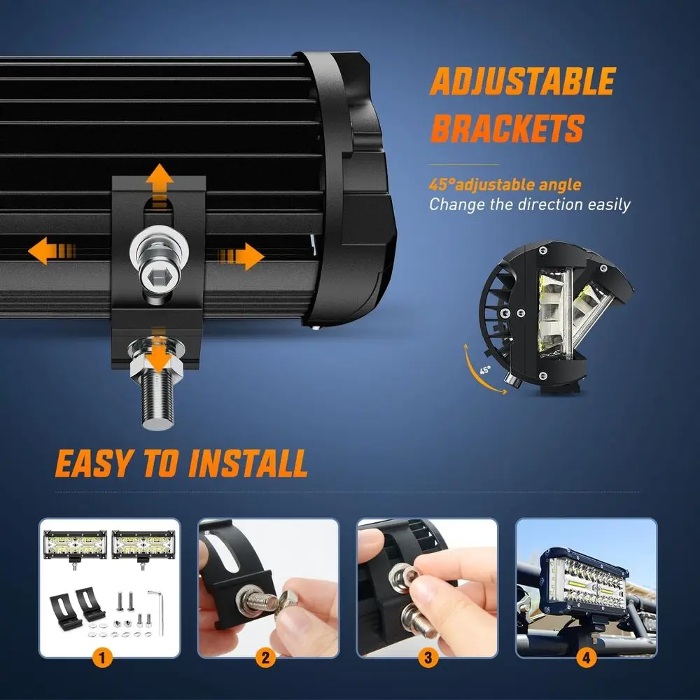 Kit combinato barra luminosa a LED a tripla fila per veicoli fuoristrada - Confezione da 2 con cablaggio per camion, SUV, ATV e UTV