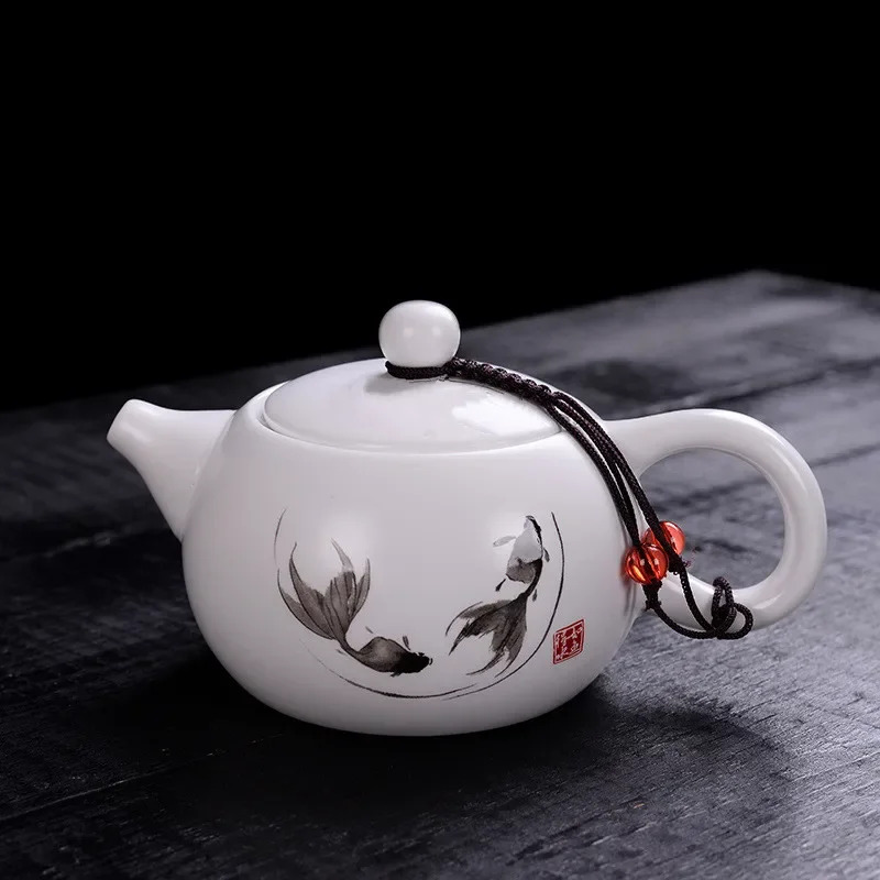 Ceramic Teapot, Chinese Kungfu Teaware, Small Tea Maker, Hand Grip Pot, Household Porcelain for Cha Drinkware