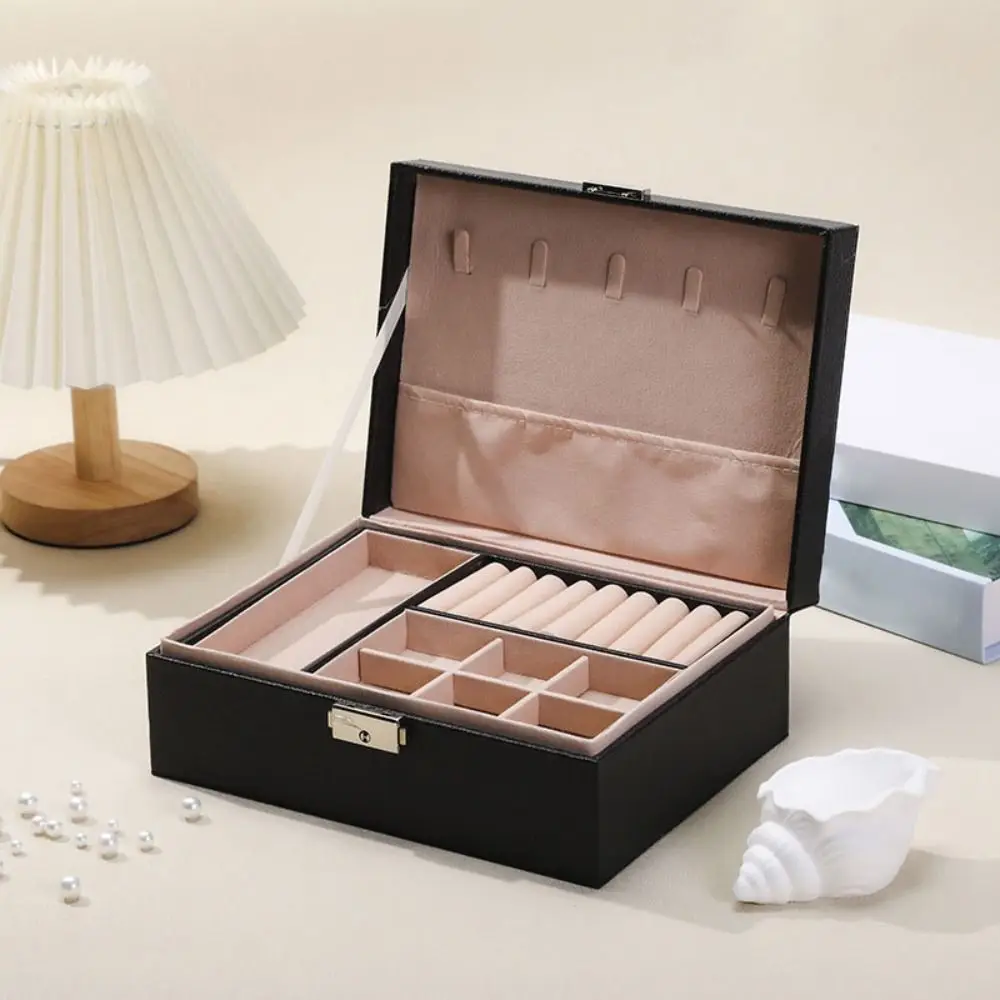 عرض المجوهرات طبقة مزدوجة صندوق مجوهرات الحلي تخزين حامل القرط يعرض صندوق تخزين مزدوج التعبئة والتغليف