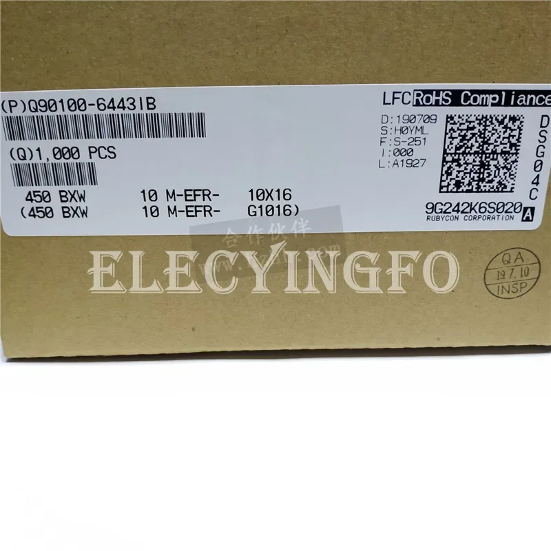 RUBYCON 450V10UF asli BXW 10X16 kapasitor elektrolitik aluminium hidup panjang 10uF 450V