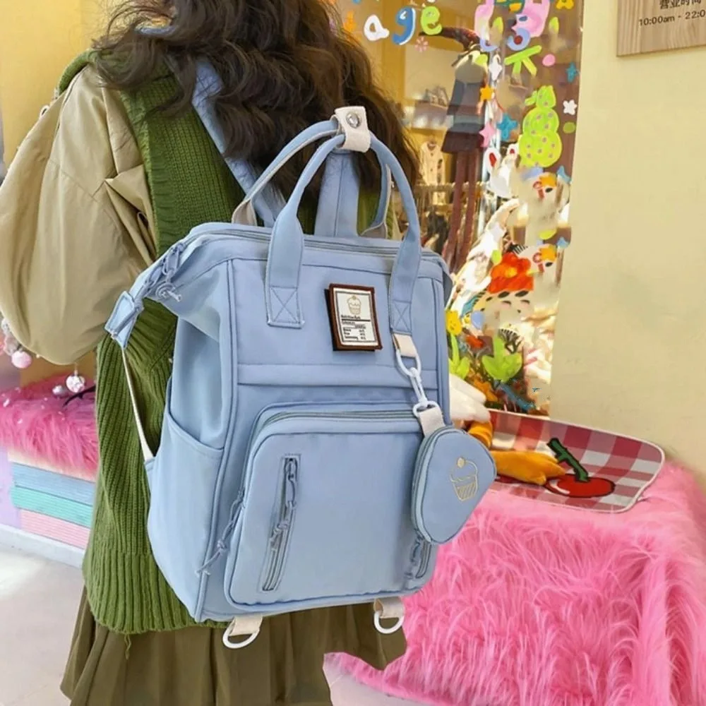 Daypack Portable Laptop Backpack Large Capacity Nylon College School Bag Waterproof Korean Style Ins Shoulder Bag Women