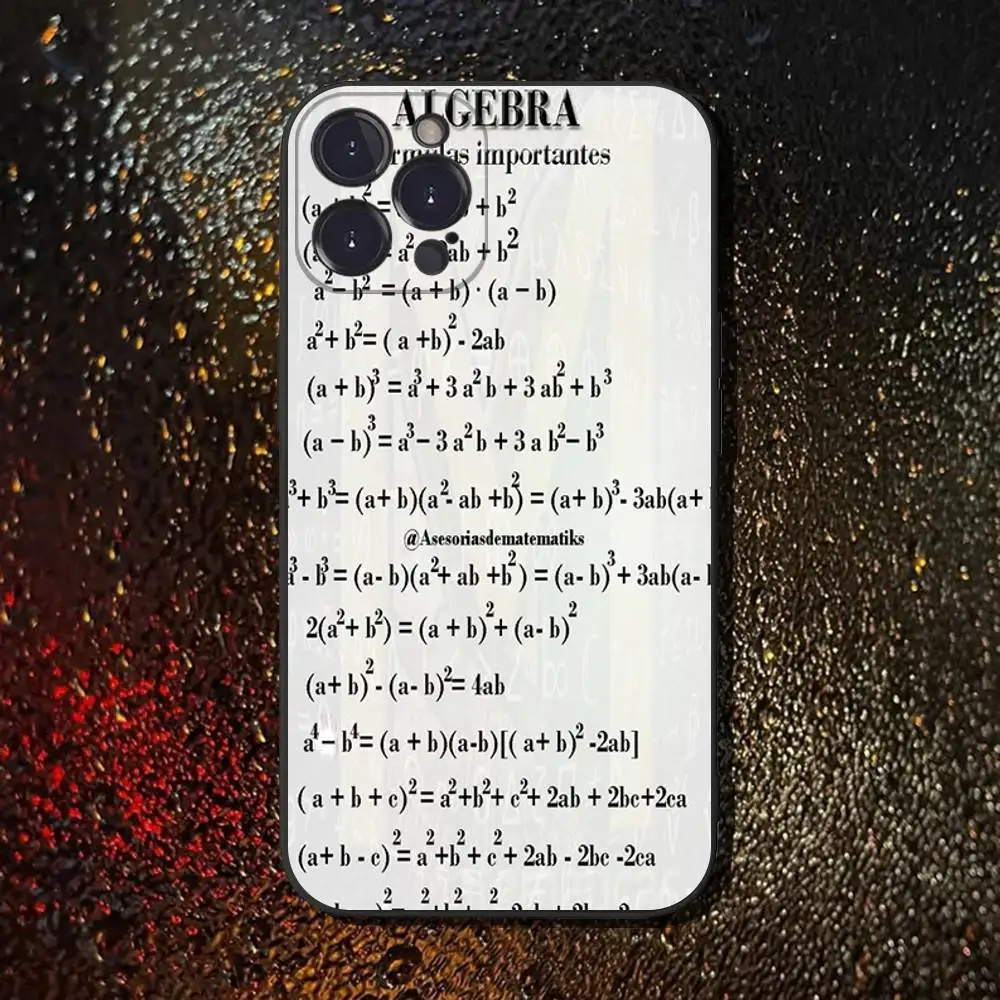 حافظة هاتف بصيغة الرياضيات الكيميائية لهاتف آيفون 6,17,16,15,14,13,12,11 Plus,Pro Max,XS,X,XR,SE,Mini,8,7,Soft غطاء أسود من السيليكون