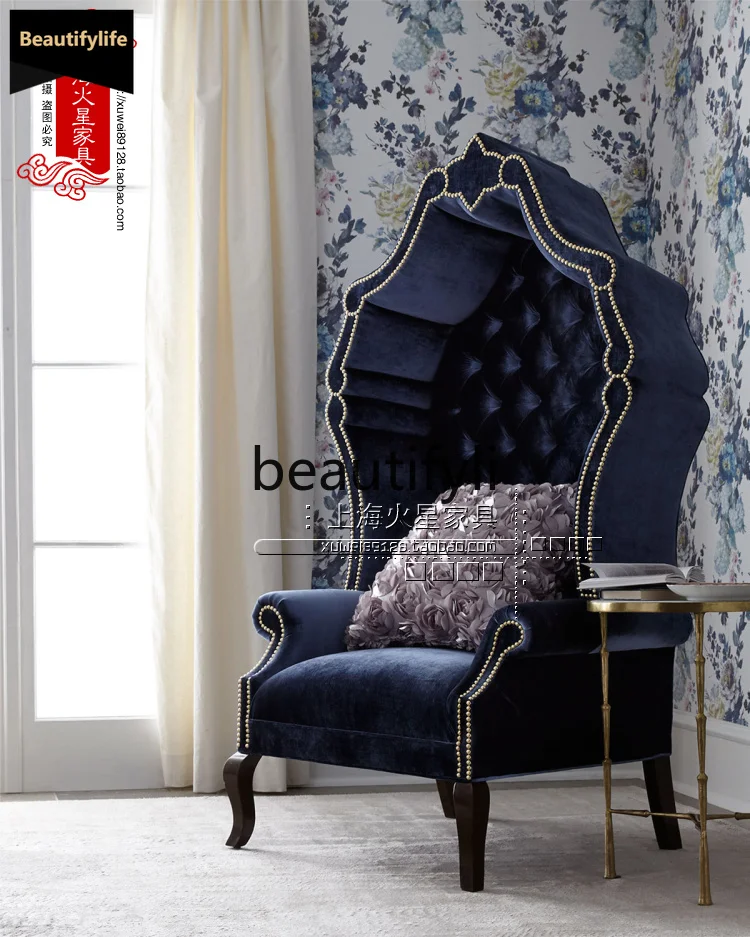 

b33 European classical fabric single sofa chair American country, studio hotel club leisure chair