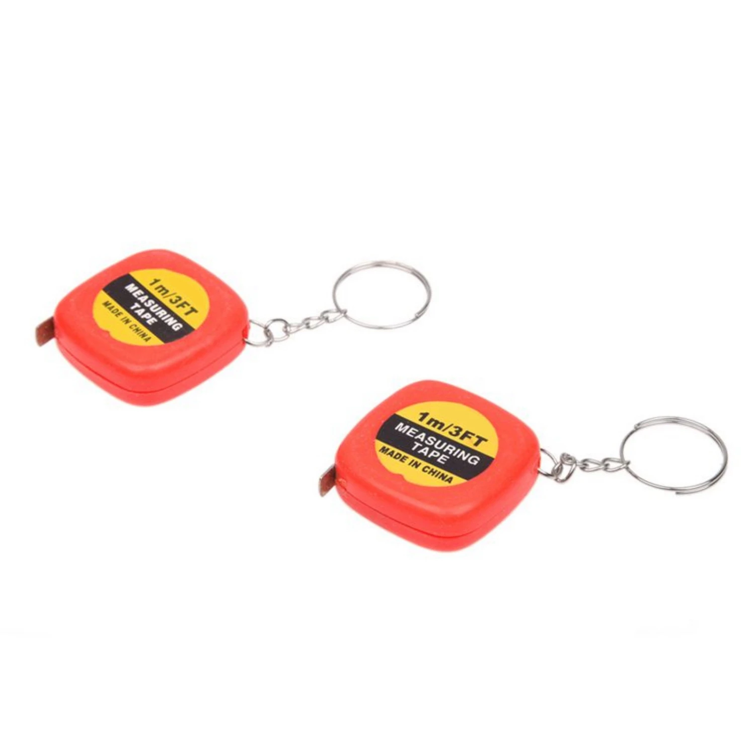 2 Pcs Multifunction Red Case 1 Meter 3 Feet Mini Tape Measure w Key Ring