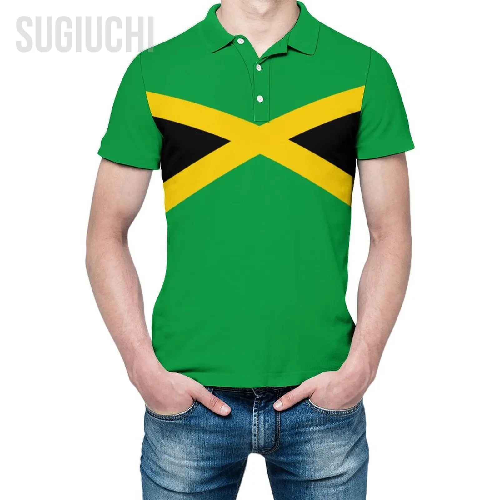 Unisex Polo Shirt Jamaica Flag 3D Print Man Polo Fashion Clothing Tracksuits Short Sleeves