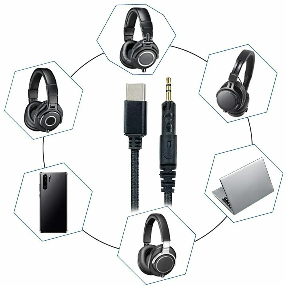 With/Without Volume Control Type-C/USB C to 2.5mm Jack Headphone Cable 1.5M Audio Cord For Audio-Technica M40X M50X M60X M70X