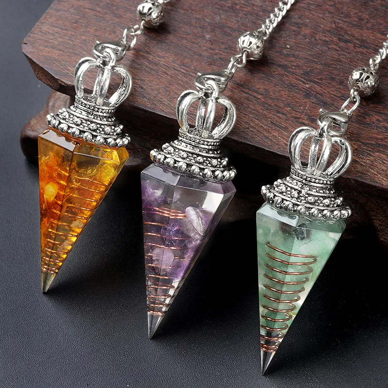 Fashion Natural Quartz Stone Pendulums 7 Chakra Healing Crystal Soul Pendulum 6pcs for Dowsing Divination Reiki Pendant Pendulo