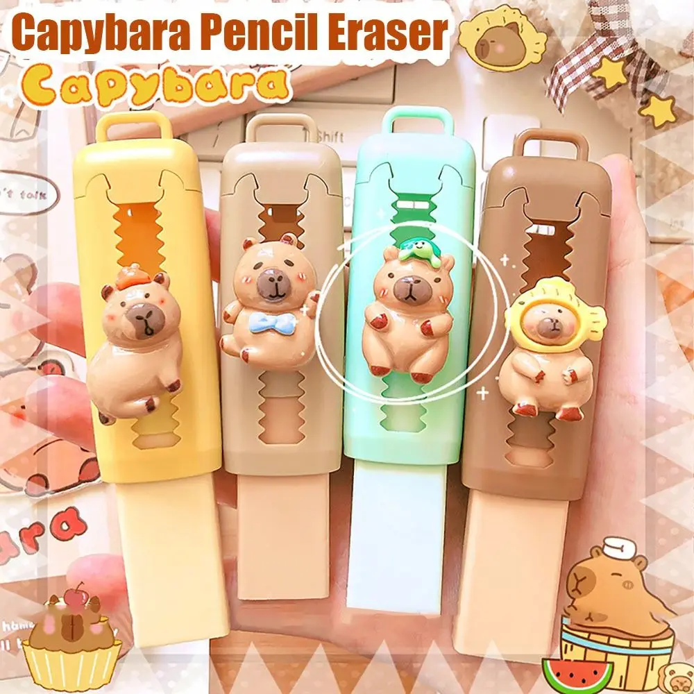 

Lovely Cartoon Capybara Pencil Eraser Replaceable Rubber Core Stationery Pencil Rubber Students Prize Pencil Wiping Tool