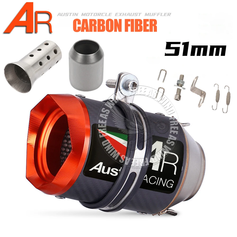 

Universal 51mm 60mm AR Motorcycle Exhaust Muffler For NINJIA Z250-1000 MT0709 GSX250R ZX6R S1000RR R3R6 DUKE390 CB300R Exhaust