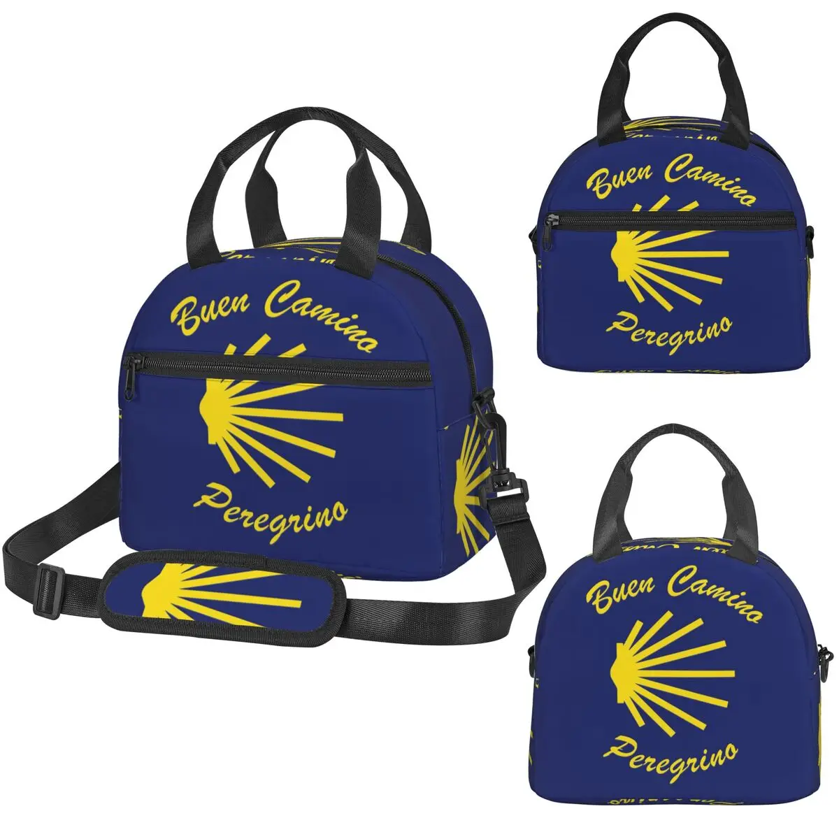 Yellow Camino De Santiago Scallop Shell Insulated Lunch Bag for Women Office Cooler Thermal Box Tote Portable Lunch Boxes