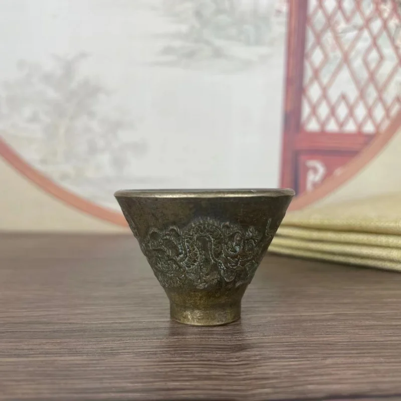 copperware collection, copper double dragon wine , cup, tea table ornament, miscellaneous small items, vintage item