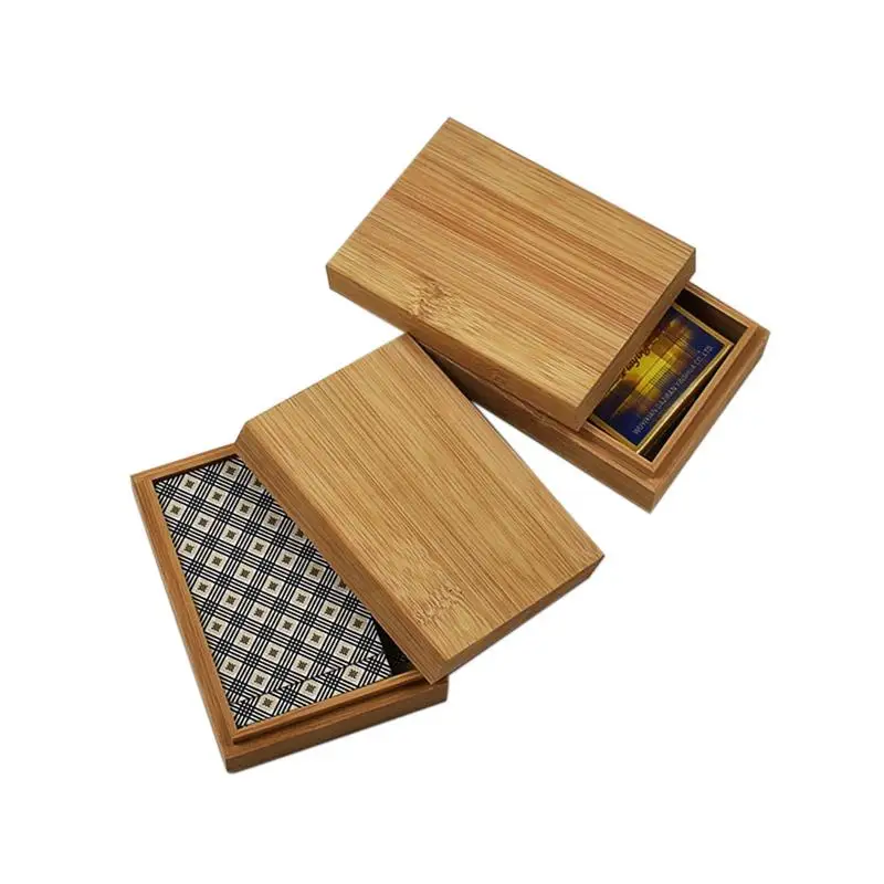 Bamboo Cards Storage Box Desktop Wooden Poker Playing Card Box Case for Tarots Playing Games Table Board Deck Game