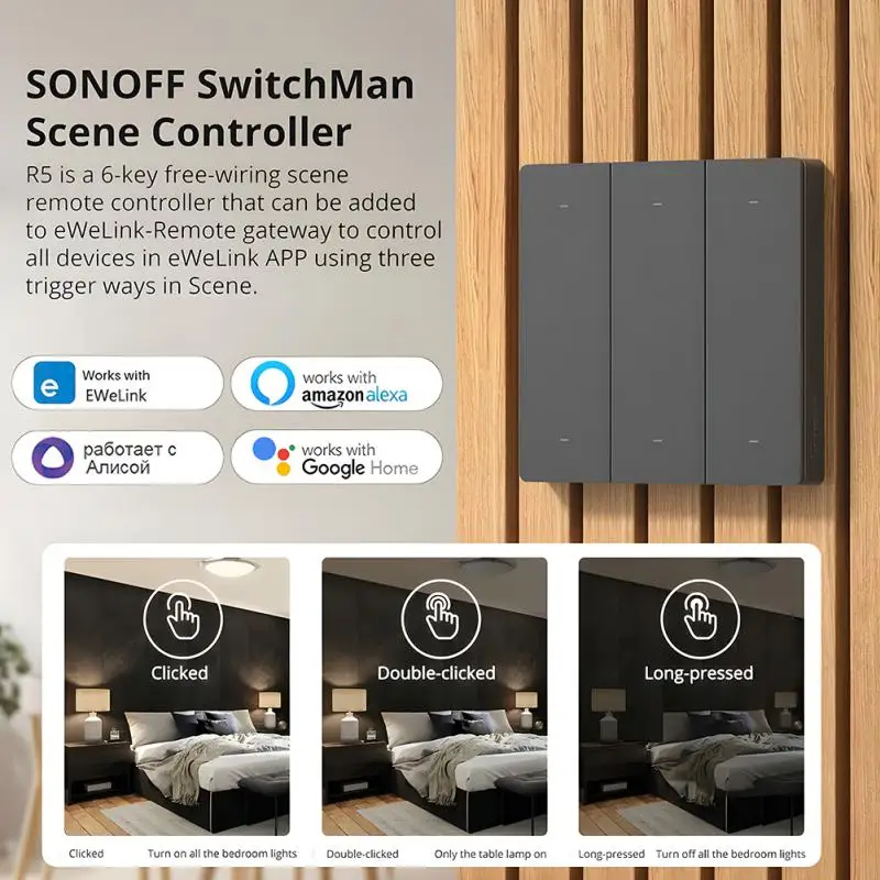 Sonoff Switch man R5 Szene Controller 6-Tasten-Smart-Home-Ewelink-Automatisierungskits mit freier Verkabelung funktionieren sonoff m5/minir3-Switch esp32