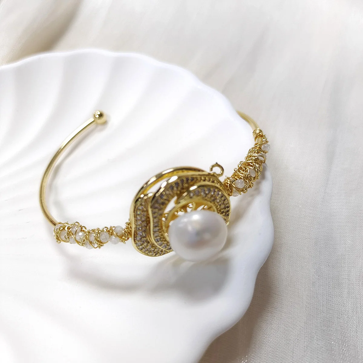 New freshwater pearl 24K gold plated gold charm bracelet jewelry female birthday gifts do not fade