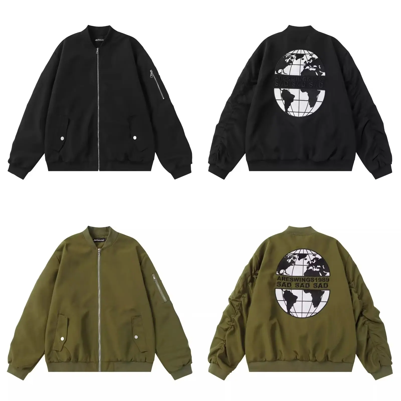 

Loose Fit Men's Baseball Jaet Autumn Winter plus Size 250 Pou Casual Simple Color Baseball Collar Top irt