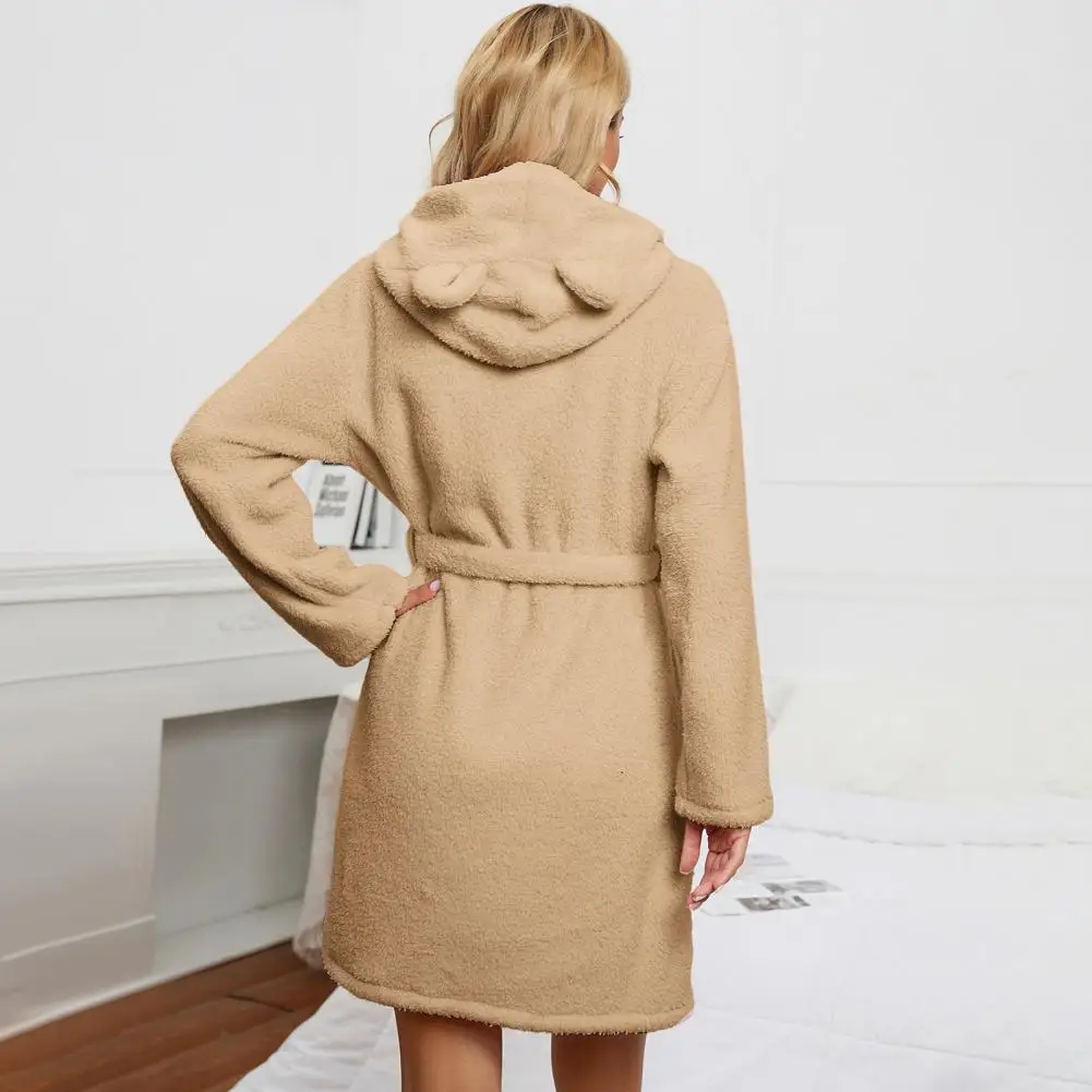 Thicken Warm Couple Style Flannel Robe Winter Long Sleeve Bathrobe Sexy Hooded Women Men Nightgown Lounge Sleepwear Home Clothes