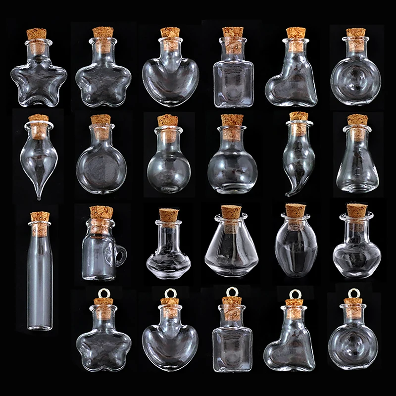 10PCS Mini bottiglia di vetro bottiglia in miniatura Mini fiale di vetro di sughero fai da te Mini Wishing Drifting Bottle Wedding Party Decor