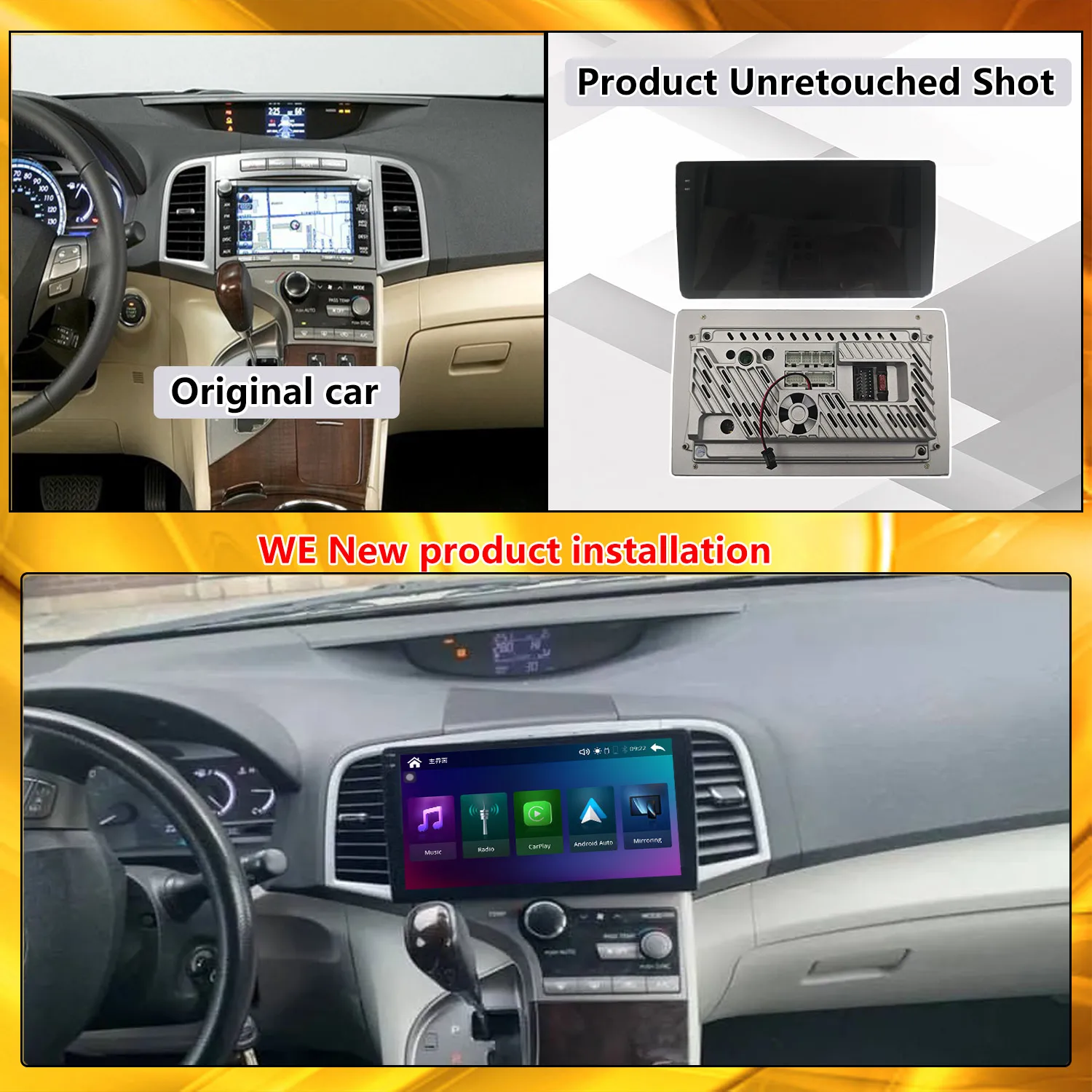 For Toyota Venza 2009-2015 Upgrade Radio Wireless Carplay Car Multimedia Video Player Modify Touch Screen Android Auto Car Play
