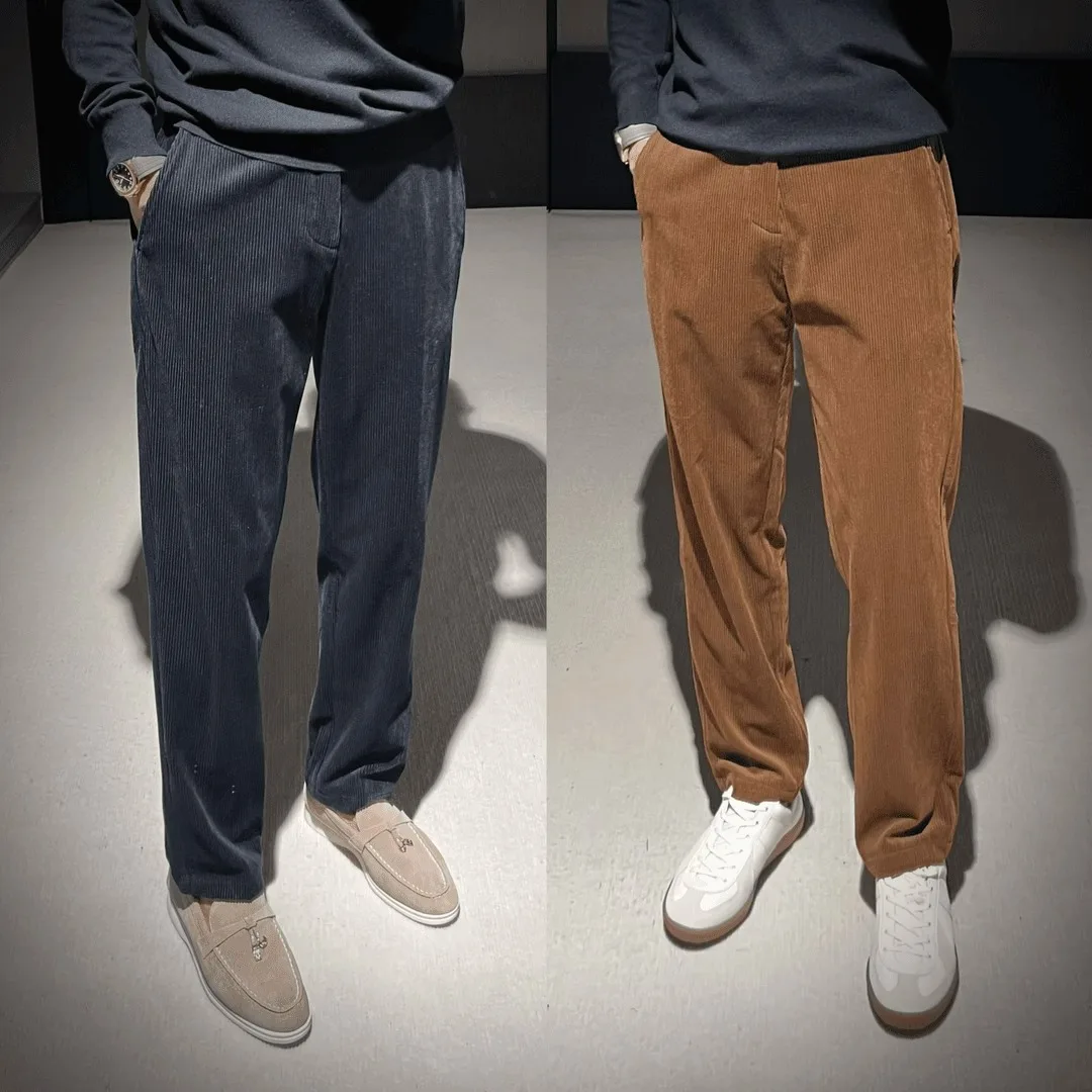 

High Quali Vintage Corduroy Comfortable Straight Leg Sport Leisure Pants Men Loose Luxury Long Trousers Autumn Faion