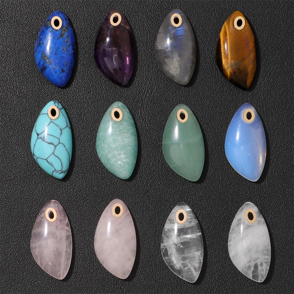 2 قطعة/الوحدة الموضة الطبيعية غير النظامية حجر قلادة جمشت عين النمر اللازورد سحر لصنع المجوهرات عقد دي اي واي أقراط 12x25mm #3