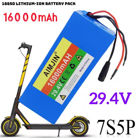 AIMJIN 24V 16ah 18650 Lithium Battery 7s5p 16000mah 1000w 29.4V Electric Scooter Power Battery with Battery Pack