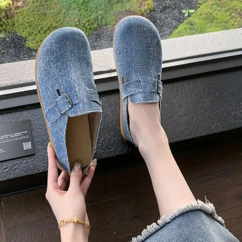 

2025 Hot Seller New Female Soft Bottom Spring / Autumn Slippers Bao Head Thick Bottom Outside To Wear Lazy Casual Half Slippers