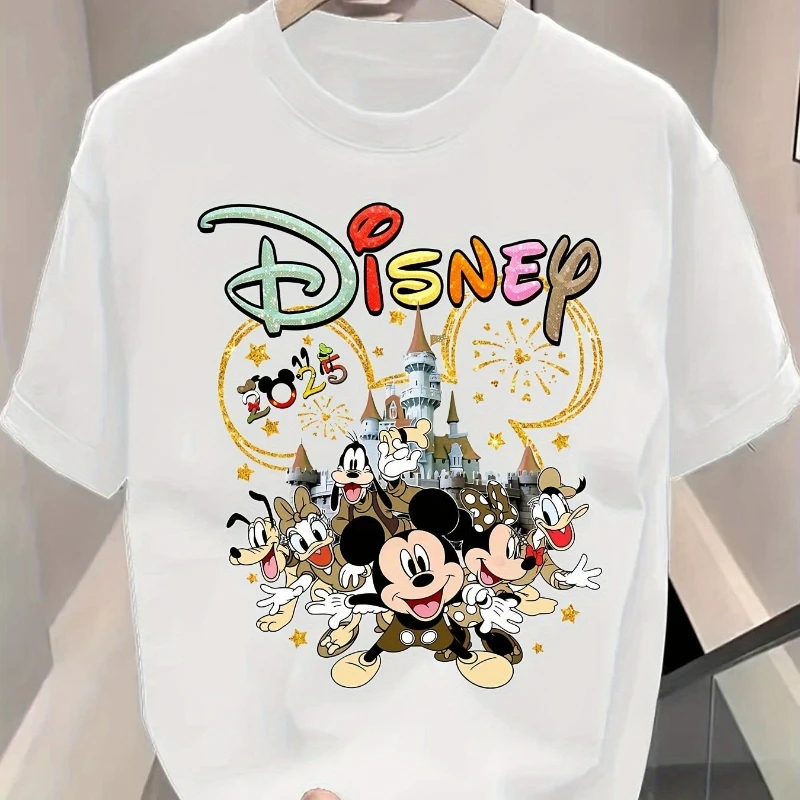 

Футболка Disney Fun Theme Park, европейская и американская летняя новая мужская и женская повседневная уличная одежда для пар