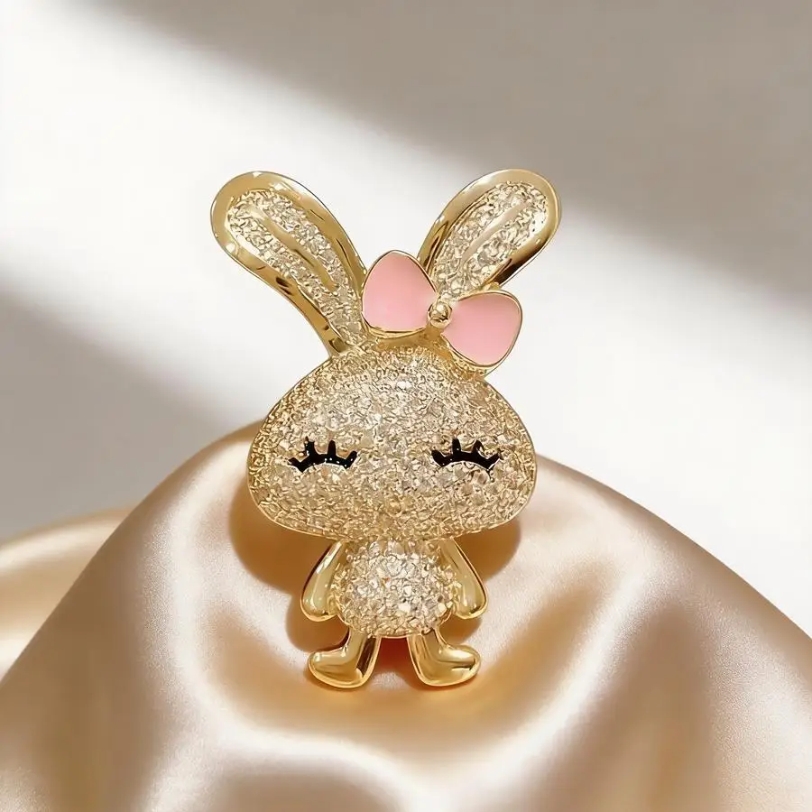 1/5/10/20/50/100pcs New Animal Full Rhinestone Cute Brooch Temperament Super Cute Rabbit Chest Flower Women's Clothing Accessori
