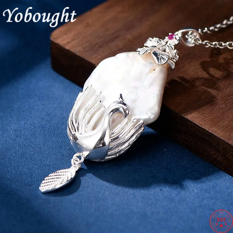 

S925 sterling silver pendants for Women New Fashion Ark Phoenix edged irregular baroque pearl punk jewelry free shipping