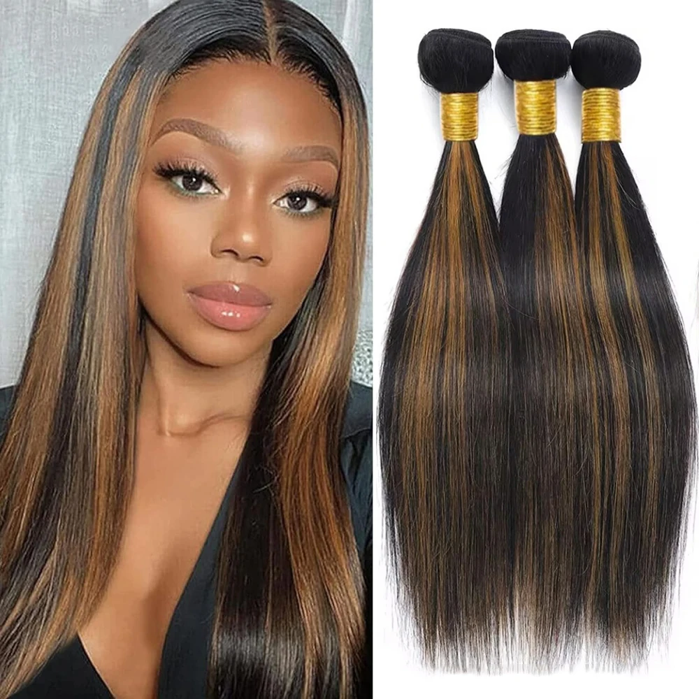 

Натуральные прямые пучки волос: коричневые с мелированием, бразильские, редеми, необработанные, черно-коричневые, цвета «пианино», для наращивания