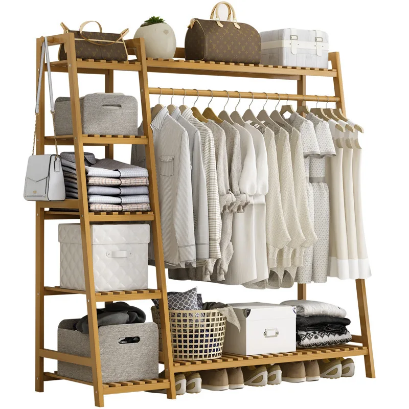 Floor-to-ceiling hanger, simple bold solid wood bedroom coat rack, hanging hanger, household drying rack, removable rack image 5