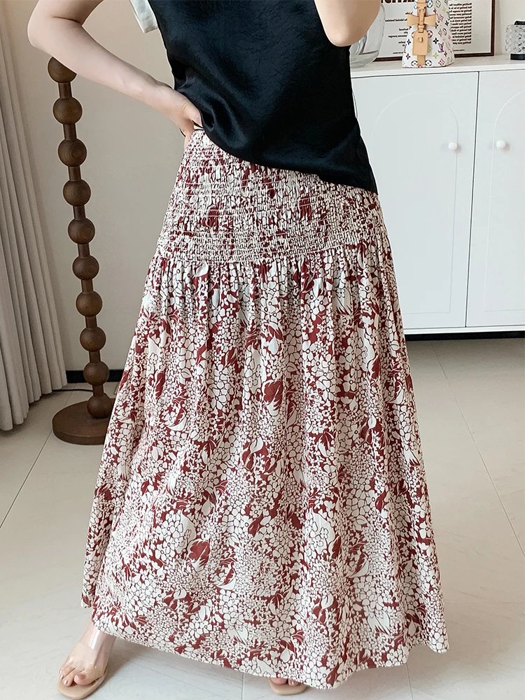 

Original C Pure Cotton Floral Print Midi Skirt Women's A-Line Skirt Casual mid Waist Design Summer 2025 New Sle Commute