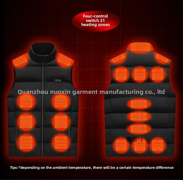 

Intelligent 10-Zone Heated Vest - Unisex 3-Gear Thermostatic Stand Collar Fleece Lined USB Electric Heating Clothing