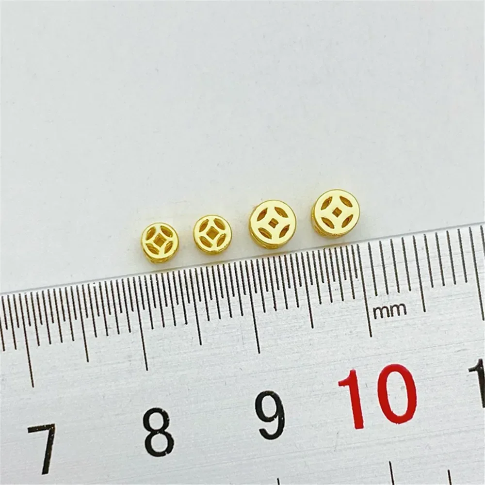 18K Gold-wrapped Hollow Copper Coins, Loose Beads, Handmade DIY Beaded Bracelets, Necklaces, Jewelry, Material Accessories - Detail 1