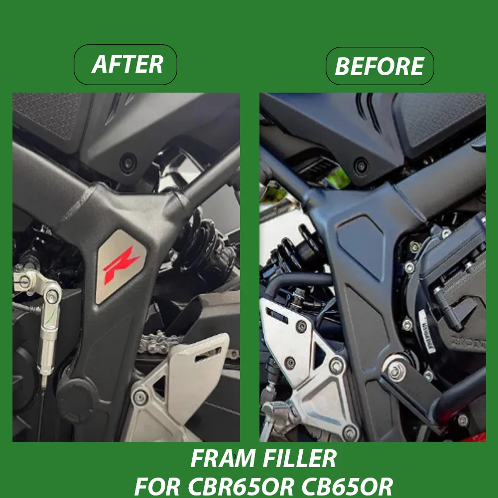 Motorcycle Frame Filler For Honda CB650R CBR650R 2019-2025 Frame Side Cover Trim Covers Stainless Steel Sticker Type R Emblem