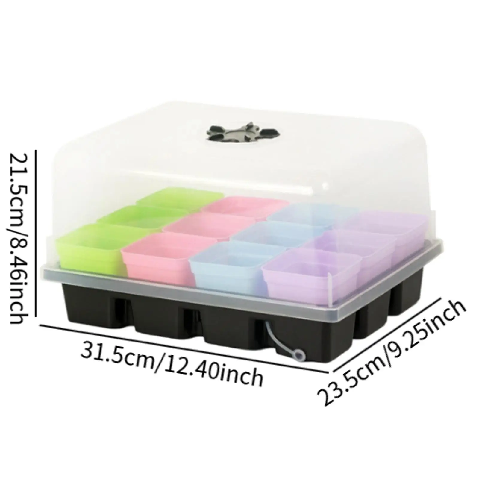 صينية شتلات PP سوداء مع قاعدة وغطاء لبدء البذور الداخلية ونمو الأخضر الدقيقة #6