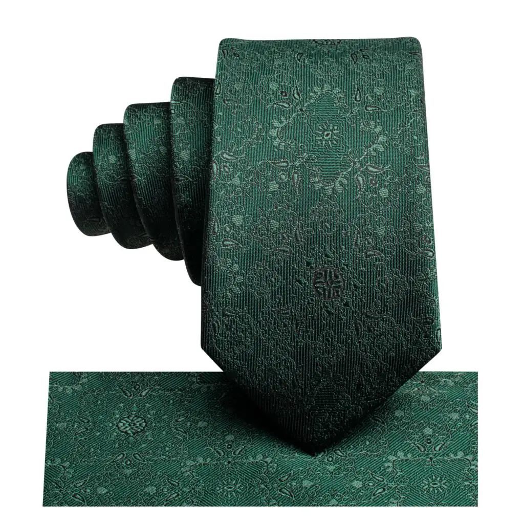 

Luxury Designer Green Solid Floral Silk Tie For Children Handky Child Necktie 120CM Long 6CM Wide Fashion Party Dropship Hi-Tie