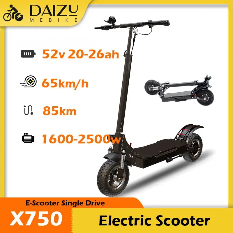 Powerful X750 Electric Scooter 52V Lithium Battery Single Drive, 10 Inch off-road Tires Foldable Scooter Electric for Adults