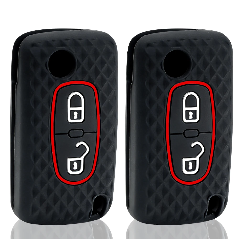 

Чехол для автомобильного ключа с 2 кнопками, силиконовый, складной, для Citroen C2 C3 C4 C8, PEUGEOT 308 207 307 3008 5008