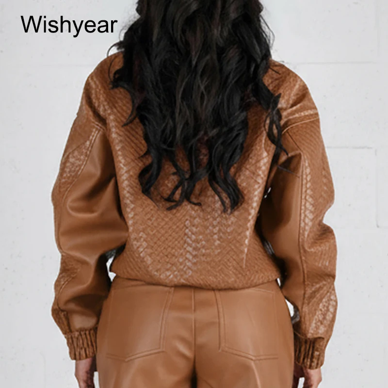 Jakcet en Faux cuir pour femmes, manches longues, fermeture éclair, revers, manteaux courts en PU, Street Moto Biker, minuit, Hipster, hauts d'extérieur y2k