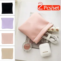 Mini Pocket Cosmetic Bag PU Leather Makeup Bag Portable Square Travel Squeeze Top Make Up Bags for Lipstick Card Coin