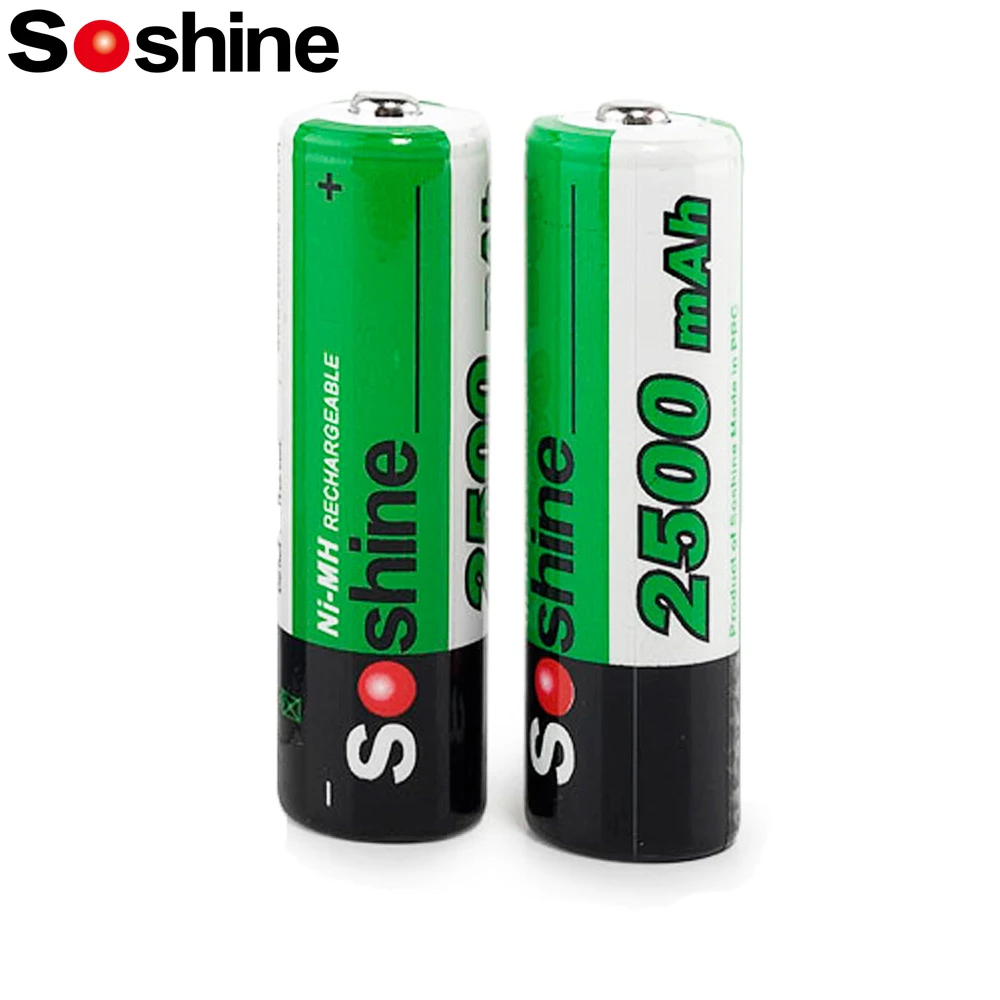 Soshine 2500mAh AA Rechargeable Batteries Aa 1.2V NIMH Battery 2500mAh Nimh Battery 1200 Cycle Time for Flashlight Radio Toys