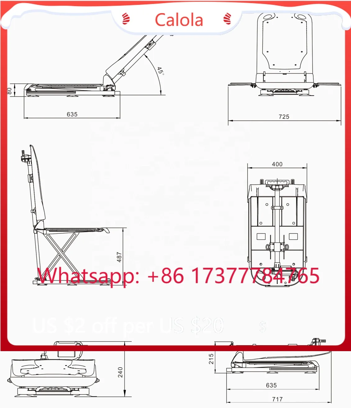 Electric Adjustable Collapsible Shower Chair, Comfortable Portable Rehabilitation Equipment