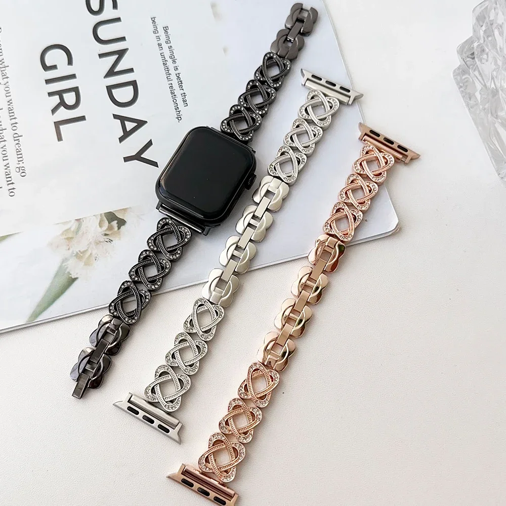 40mm Diamond Strap Bracelet For iWatch Series 8 7 6 SE 5 4 Metal Correa For Apple Watch S9 Ultra 2 49mm 45mm 41mm Wristband 44mm