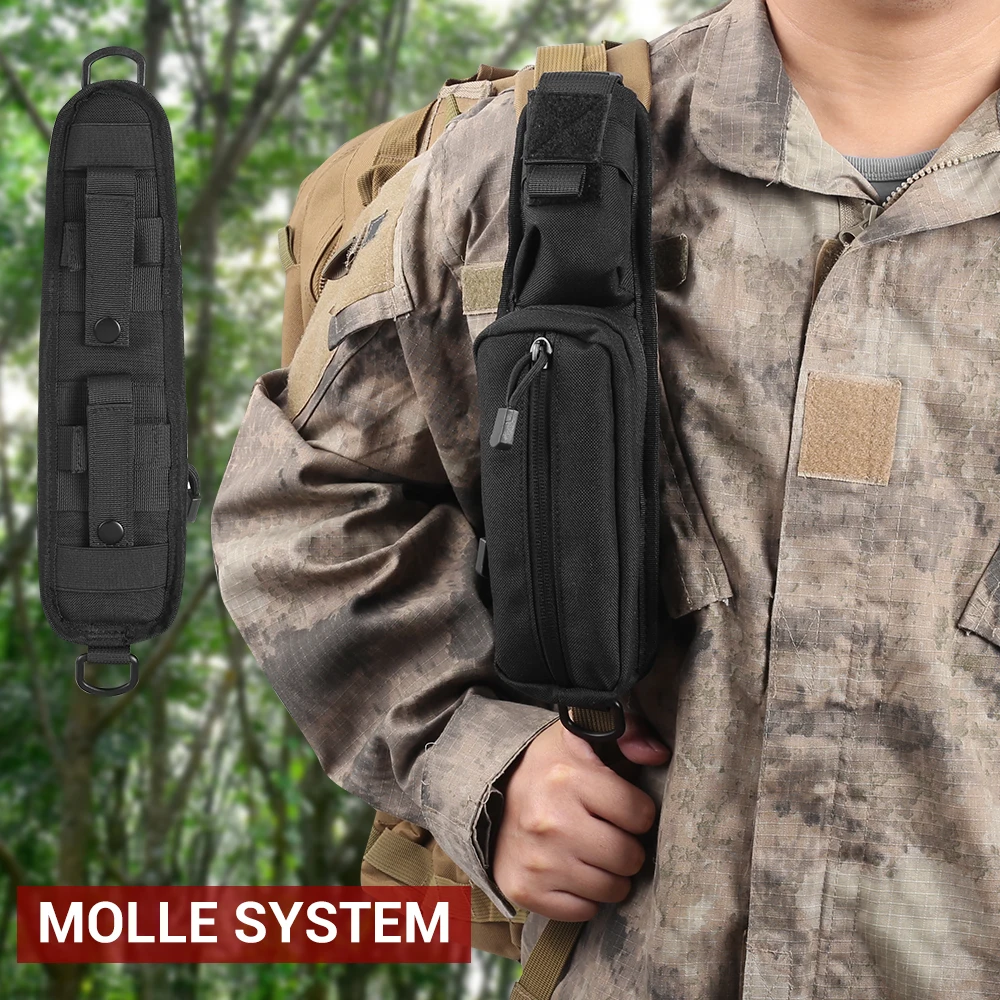 Tactical Shoulder Strap Pouch Backpack Accessories Pouch Molle Phone Holder EDC Tool Bag Walkie Talkie Case for Hunting Hiking