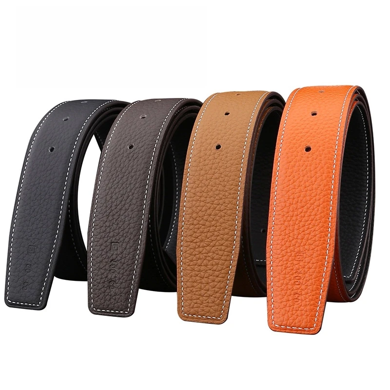 

3.2/3.8cm Luxury Lychee Grain Belt Without Buckle Diy Fashion Belts Top Layer Genuine Cowhide Unisex Double-sided Belt