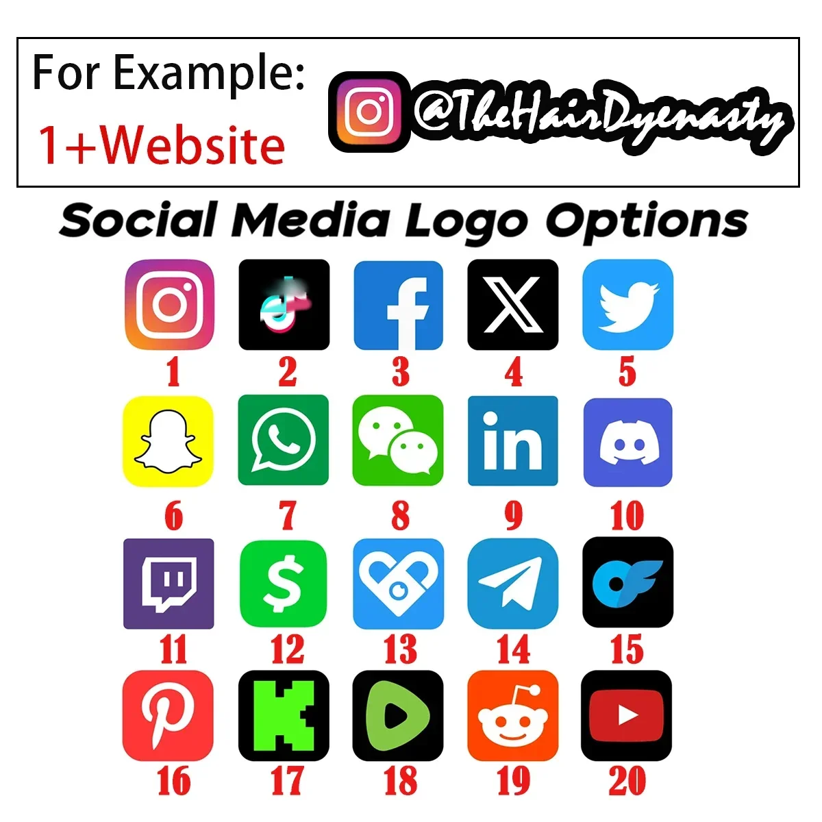 Vinyl-Aufkleber zum Selbermachen mit benutzerdefinierten Gebrauchsnamen, Instagram, TikTok, Youtube, Facebook-Aufkleber für Auto, Motorrad (Standard-Symbol 1) – Detail 4