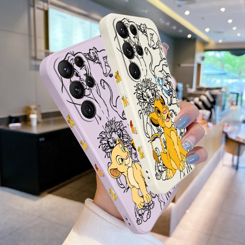 Disney Lion King Nala For Samsung Galaxy S23 S22 S21 Ultra S20 FE S10 S9 Plus Lite 5G Liquid Left Rope Phone Case