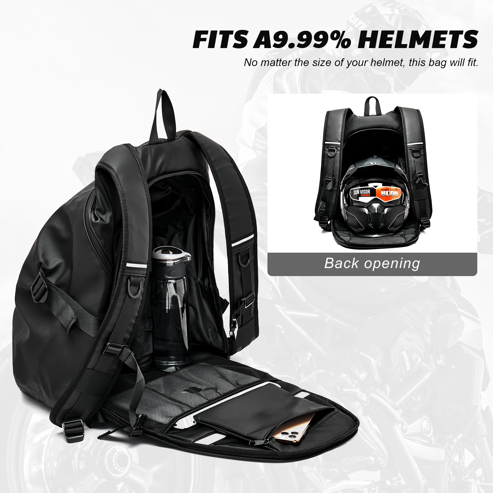 Motorcycle Backpack, Waterproof Helmet Backpack for Men, Motorcycle Accessories, Travel Backpack, Large Waterproof Storage Bag