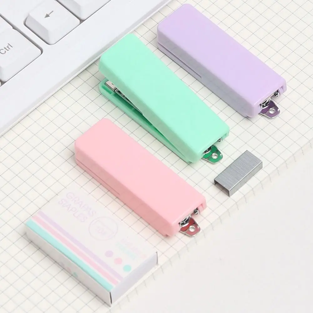 Creative Candy Color Mini Stapler Metal Bookbinding Supplies Small Stapler Multifunction Bookbinding Machine School Office